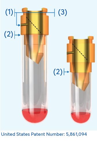 CellTrics™ filter design – vertically sloped gauze, dual rest areas, 2 mL reservoir